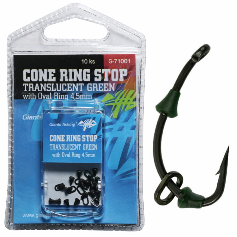 Giants fishing Slídová zarážka s kroužkem Cone Ring Stop Translucent Green with Oval Ring 4,5mm